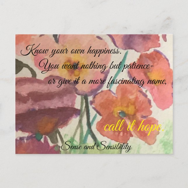 Jane Austen Quote Stationary Postcard (Front)