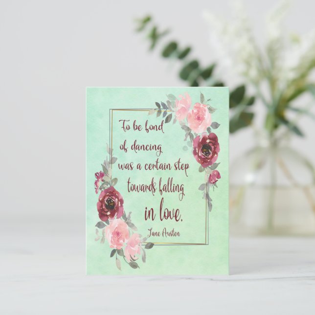 Jane Austen Quote To be fond of dancing Postcard (Standing Front)