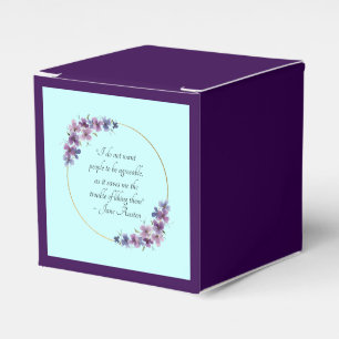 Jane Austen Quote with Purple Floral Gold Frame Favour Box