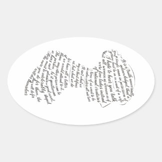Jane Austen Quotes Calligram Oval Sticker