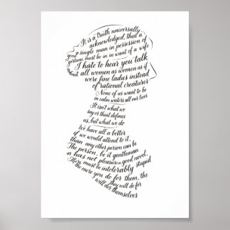 Jane Austen Quotes Calligram Poster