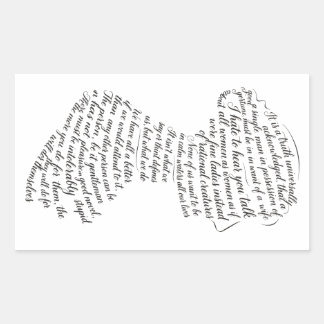 Jane Austen Quotes Calligram Rectangular Sticker