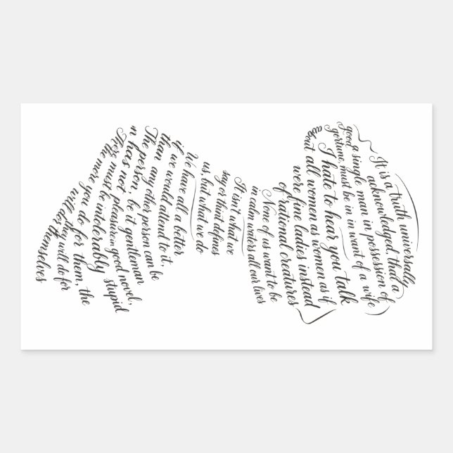Jane Austen Quotes Calligram Rectangular Sticker (Front)
