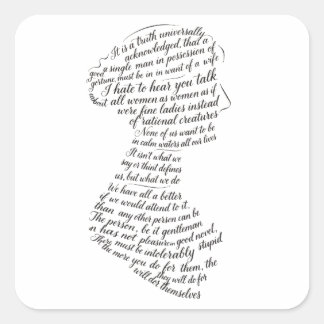 Jane Austen Quotes Calligram Square Sticker