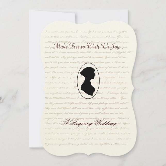 Jane Austen Regency Wedding Invitation Portrait (Front)