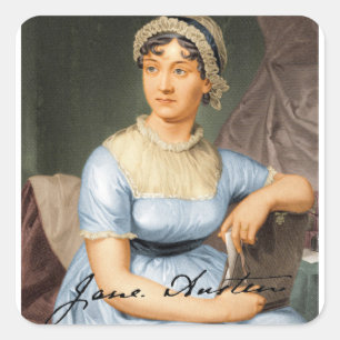 Jane Austen Signed Portrait Square Sticker
