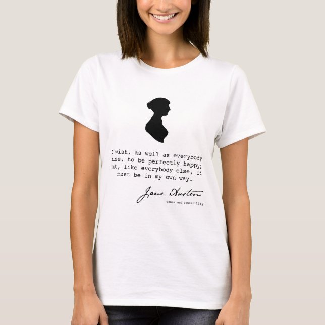 Jane Austen silhouette and book quote, T-Shirt (Front)