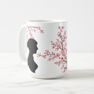 Jane Austen silhouette & cherry blossoms Coffee Mug