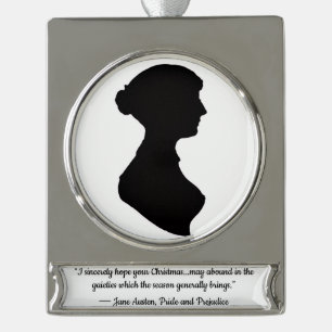 Jane Austen Silhouette Silver Plated Banner Ornament