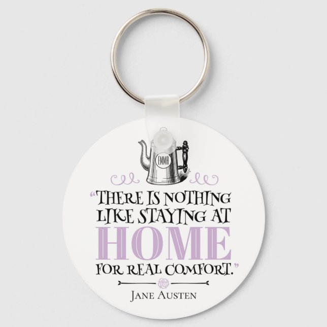 Jane Austen - Staying at Home - Coffee Pot Key Ring (Front)