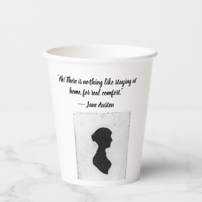 Jane Austen staying home quote Paper Cups (Front)