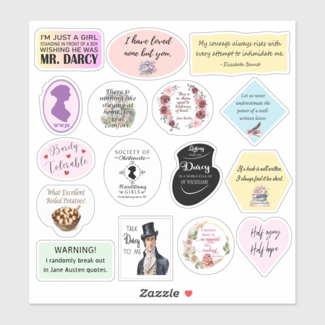 Jane Austen Stickers (Sheet)
