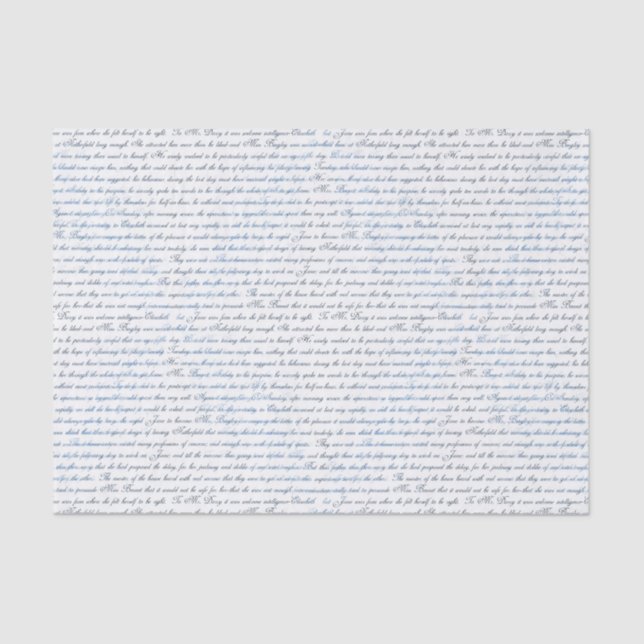 Jane Austen Text White Blue Tissue Paper (Front)