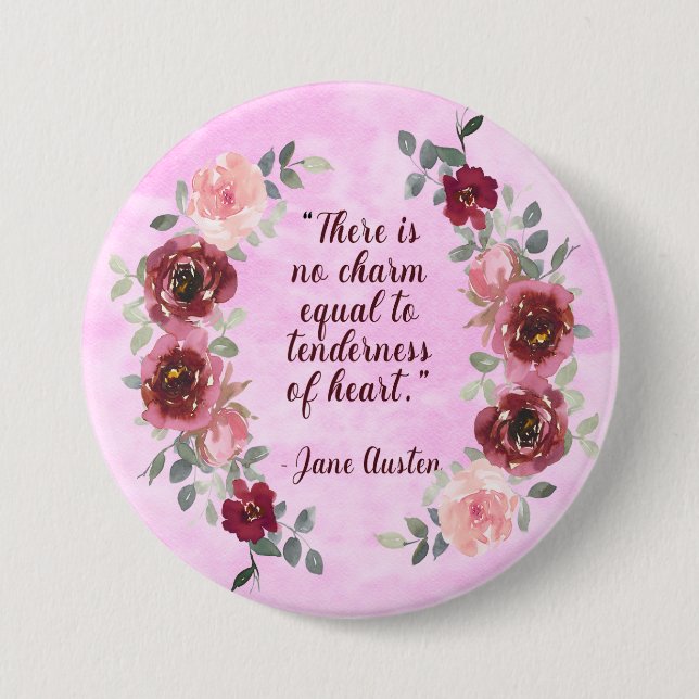 Jane Austen There Is No Charm Quote Button (Front)