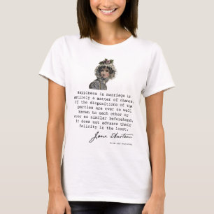 Jane Austen vintage fashion plate and book quote, T-Shirt