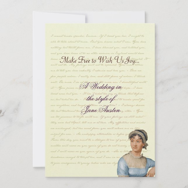 Jane Austen Wedding Celebration Quotes Invitation (Front)