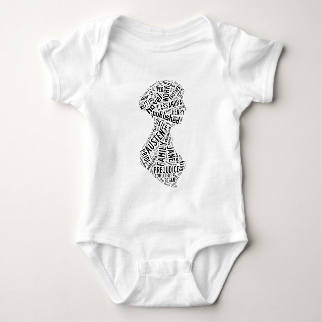 Jane Austen Wordle Baby Bodysuit (Front)
