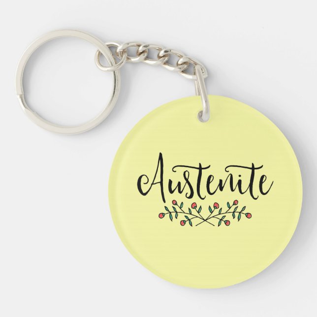 Jane Austen Yellow Floral Austenite Key Ring (Front)