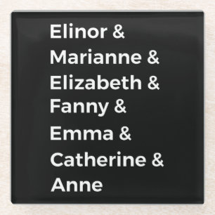 Jane Austen's Heroines I Glass Coaster