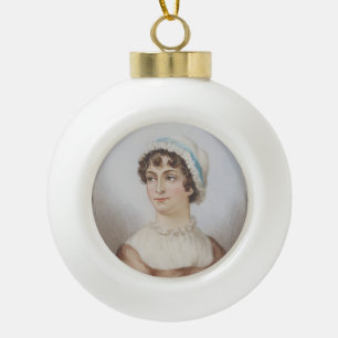 Jane Austen's Miniature Portrait Ceramic Ball Christmas Ornament