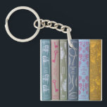 Jane Austen's novels on a  Keychain<br><div class="desc">Jane Austen adds class to your style with the spines of her famous novels decorating this key chain</div>