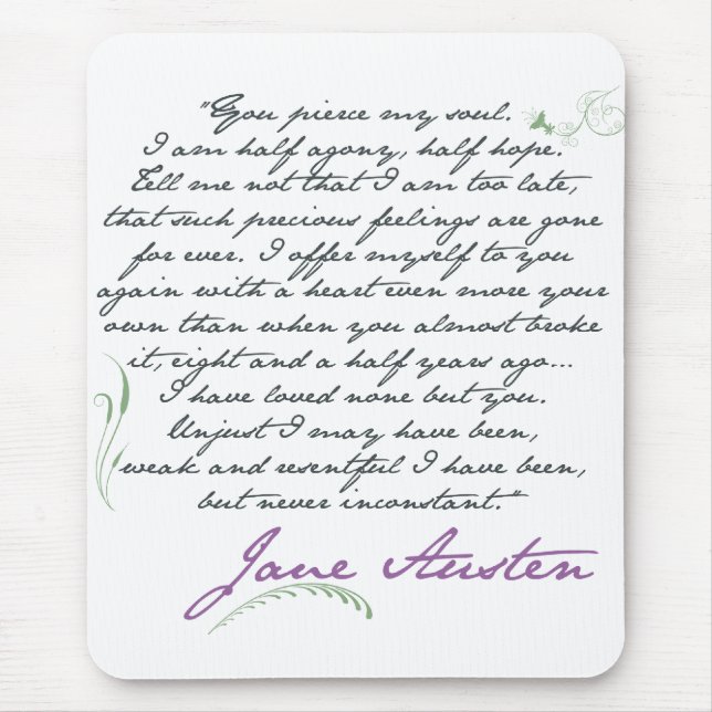 Jane Austen's Persuasion Quote #1 Mouse Mat (Front)