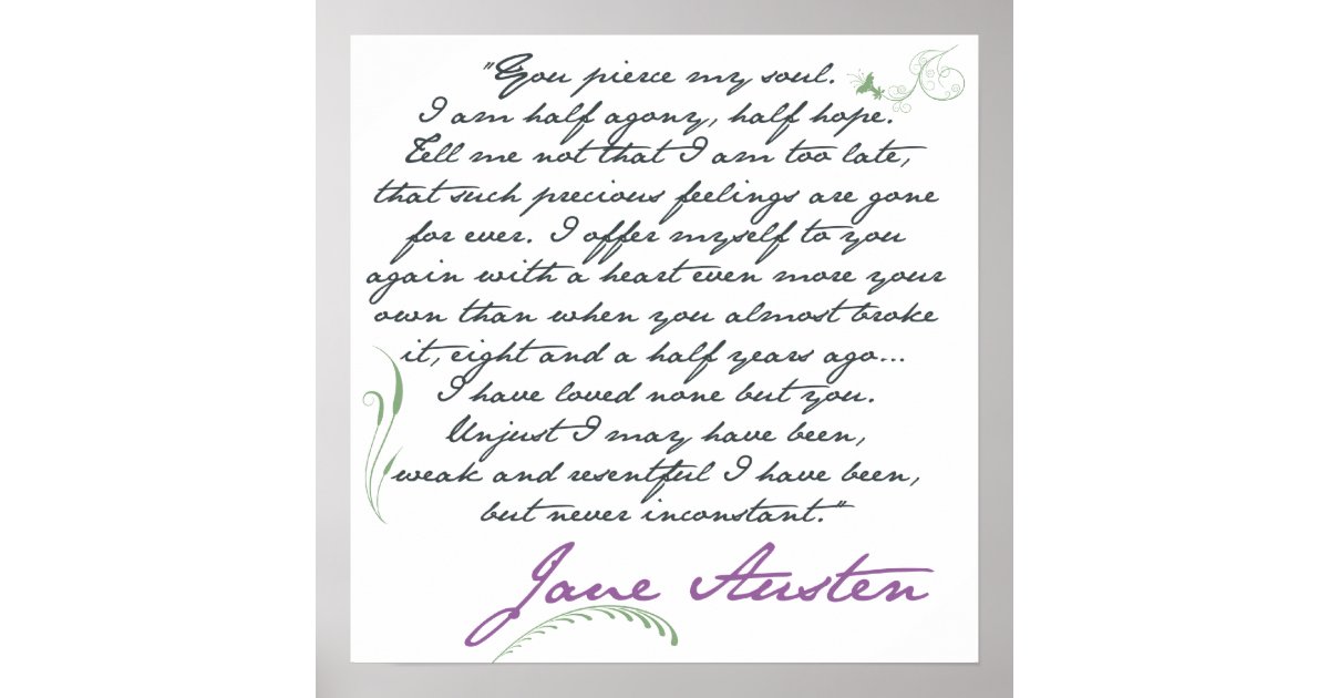 Jane Austen's Persuasion Quote #1 Poster | Zazzle.co.uk