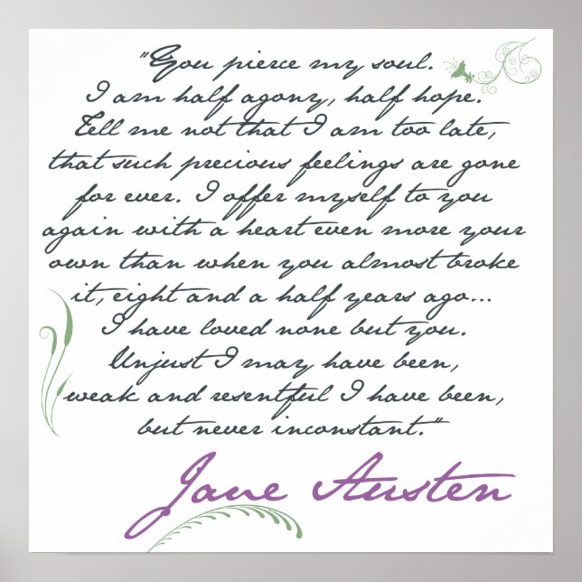 Jane Austen's Persuasion Quote #1 Poster (Front)