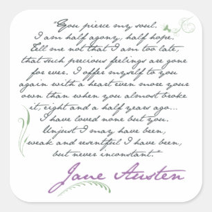Jane Austen's Persuasion Quote #1 Square Sticker