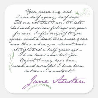 Jane Austen's Persuasion Quote #1 Square Sticker