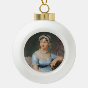 Jane Austen's  Portrait Ceramic Ball Christmas Ornament