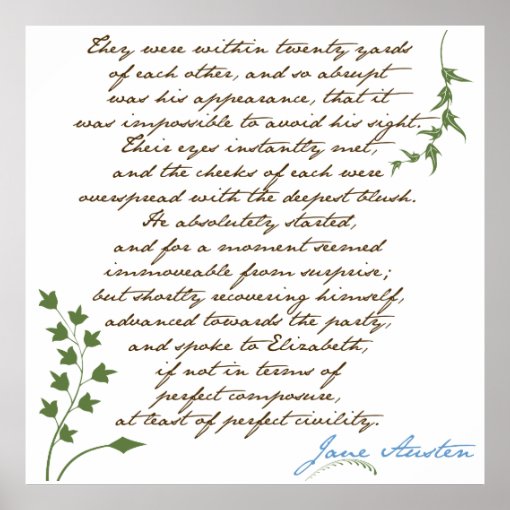 Jane Austen's Pride & Prejudice Quote #1 Poster | Zazzle