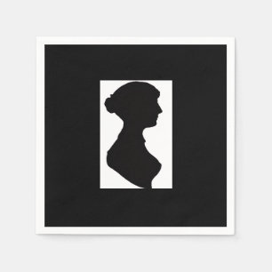 Jane Austen's Silhouette on Black Napkin