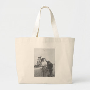 Jane Bernoudi and her horse Large Tote Bag