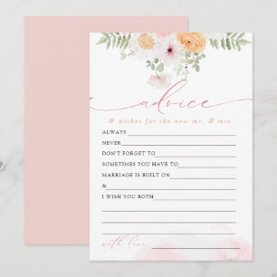 JANE Blush Floral Bride Advice & Wishes Game Card