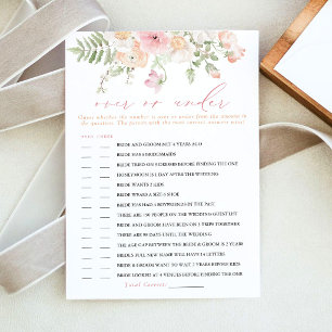 JANE Blush Floral Over or Under Bridal Game Card