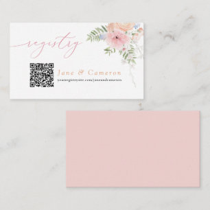 JANE Blush Floral Petals & Prosecco Registry Info Enclosure Card
