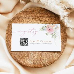 JANE Blush Floral Petals & Prosecco Registry Info Enclosure Card