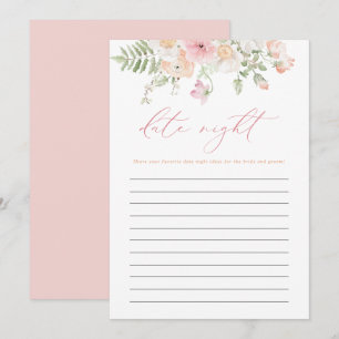 JANE Blush Pink Floral Date Night Idea Bridal Game Invitation