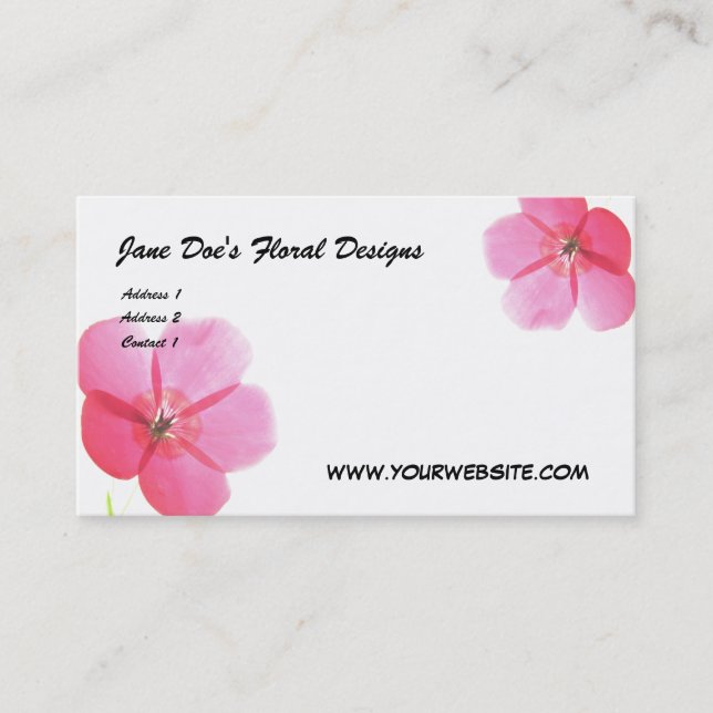 Jane Doe's Floral Designs, ... Business Card (Front)