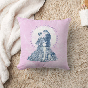 Jane Eyre and Edward Rochester with Pilot Pink Cushion