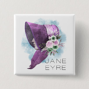Jane Eyre Bonnet Flowers Purple and Blue 15 Cm Square Badge