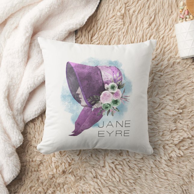 Jane Eyre Bonnet Flowers Purple and Blue Cushion (Blanket)