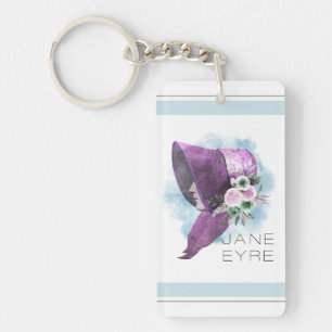Jane Eyre Bonnet Flowers Purple and Blue Key Ring
