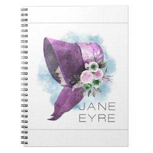 Jane Eyre Bonnet Flowers Purple and Blue Notebook