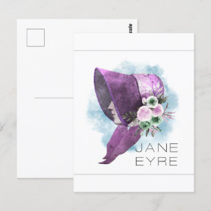 Jane Eyre Bonnet Flowers Purple and Blue Postcard