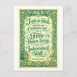 Jane Eyre Bronte Quote: I Am No Bird Postcard