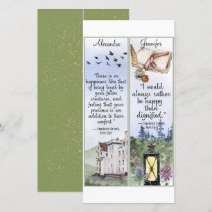 Jane Eyre Bronte Quotes Book Lover Gift Bookmark Card