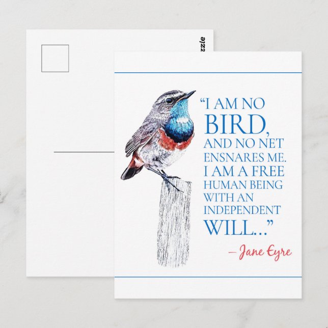 Jane Eyre - I Am No Bird - Blue Throated Bird Postcard (Front/Back)