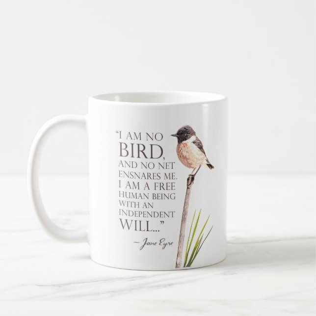 Jane Eyre - I Am No Bird - Brown Bird Coffee Mug (Left)